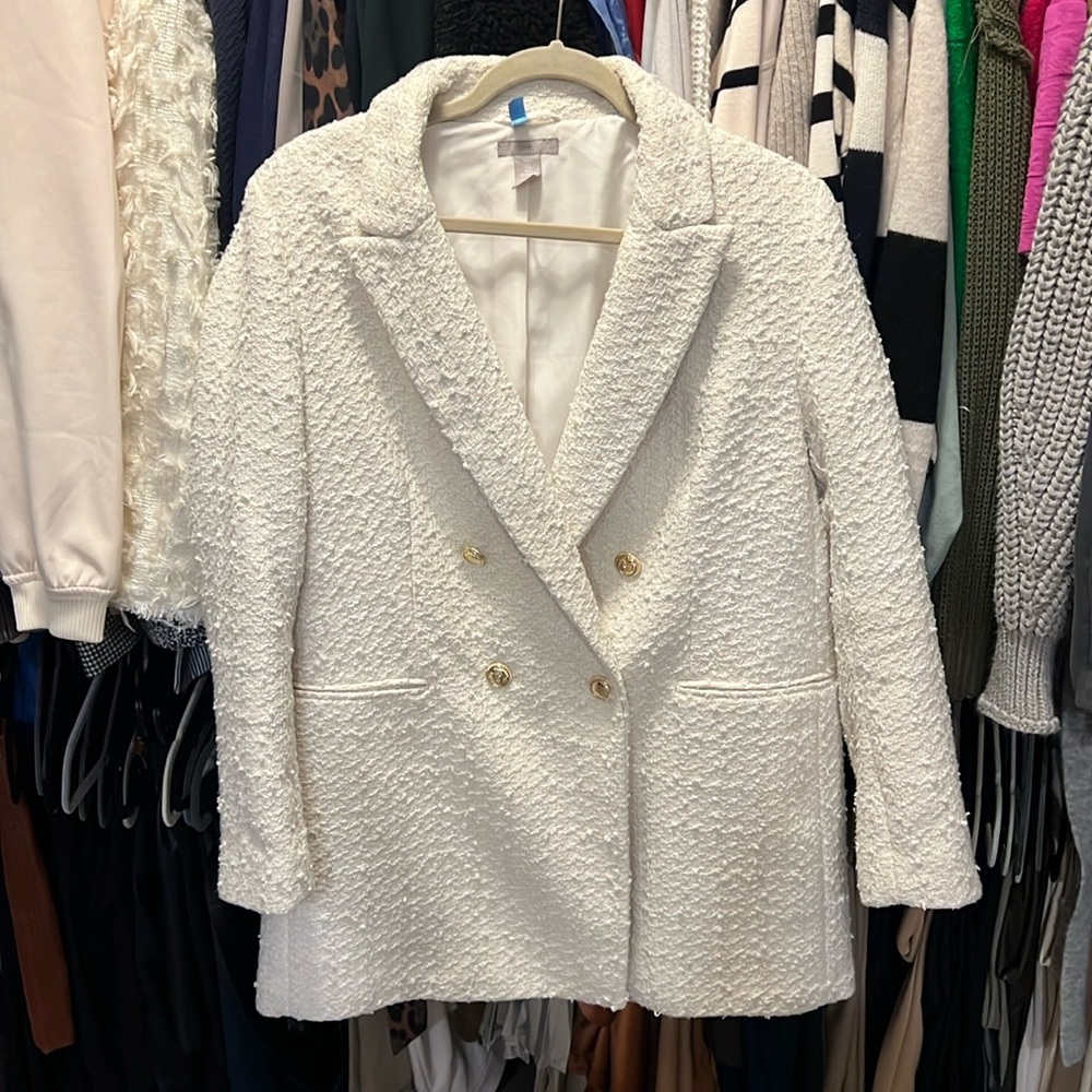 H&M Off-White Boucle Blazer